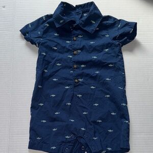 Carter's Dark Blue Shark Pattern Button Down Shirt